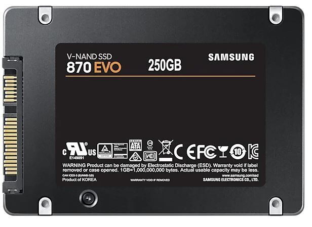 250GB SAMSUNG 870 560/530MB/s EVO MZ-77E250BW SSD (Resmi Distribütör Garantili)