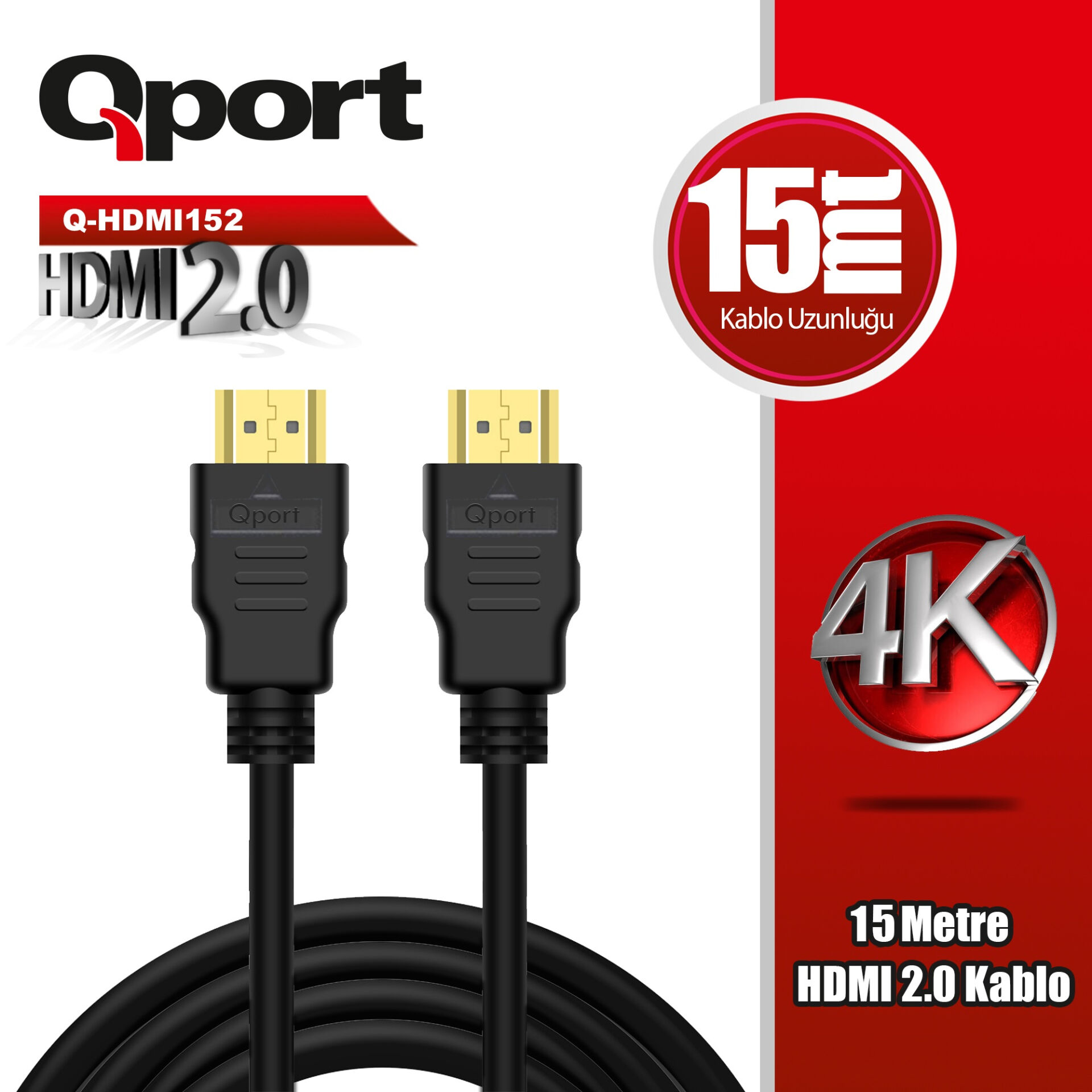 QPORT Q-HDMI152 HDMI 2.0V 4K ALTIN UÇLU KBLO 15 MT