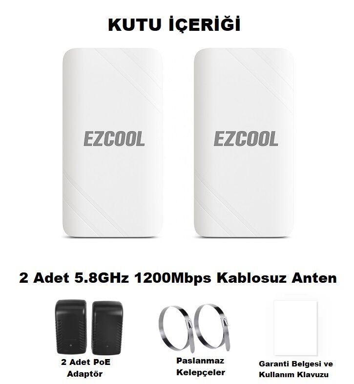 EZCOOL EZ-W580AN DIŞ ORTAM (5.8GHz 1200Mbps 1KM) ACCESS POİNT