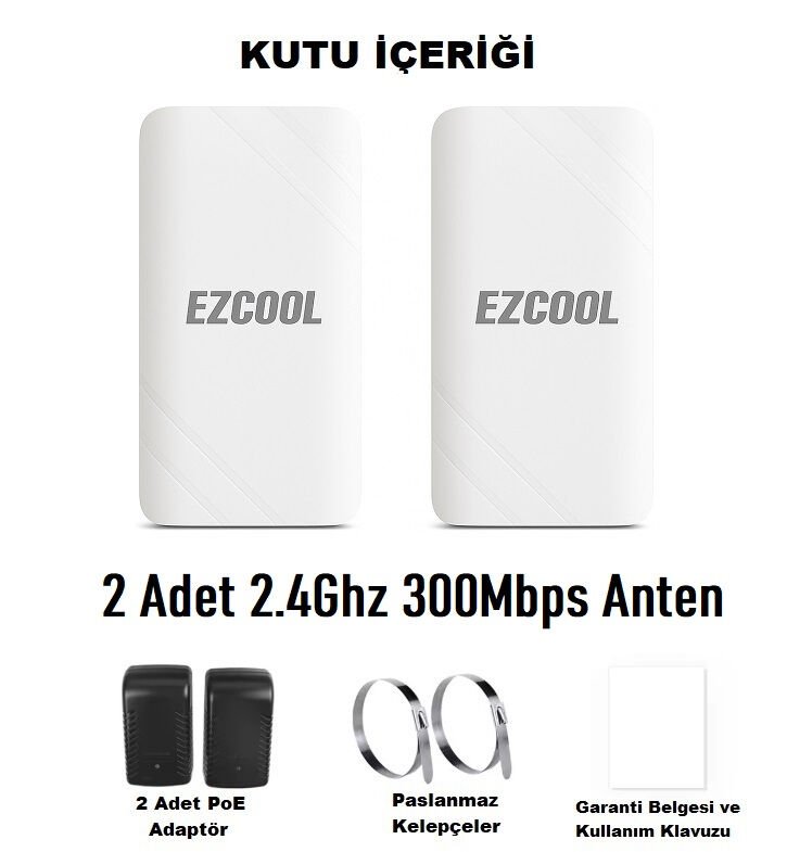 EZCOOL EZ-W240AN DIŞ ORTAM (2.4GHz 300Mbps 1KM) ACCESS POİNT