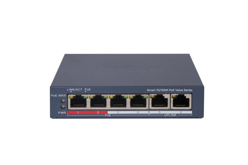 HIKVISION DS-3E1106P-EI/M 4XFE+2XFE MEGABİT 45W POE SWİTCH