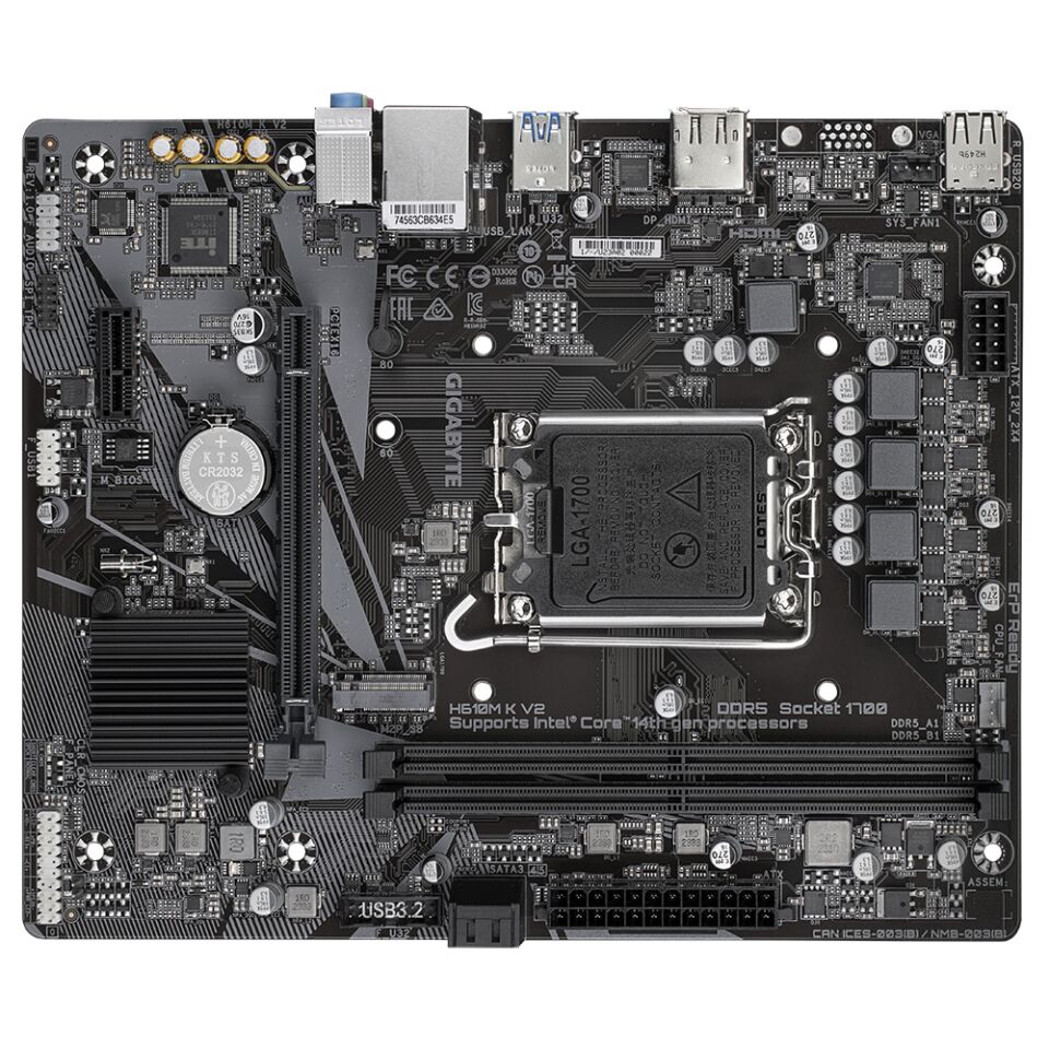 GIGABYTE H610M K V2 DDR5 4800Mhz M.2 HDMI/DP MATX 1700P