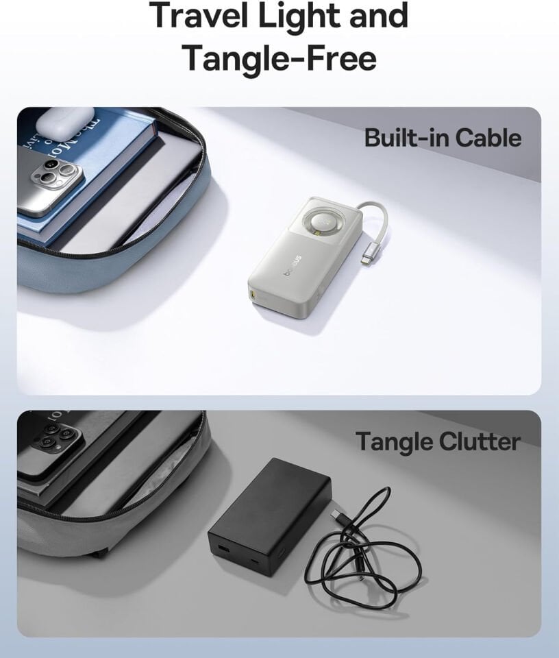 BASEUS FREE2PULL 30W 10.000MAH POWERBANK - GREY