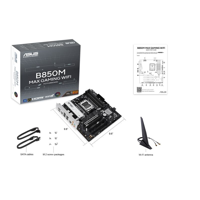 ASUS B850M MAX GAMING WIFI AM5 DDR5 8000MHZ(OC)  mATX HDMI ANAKART