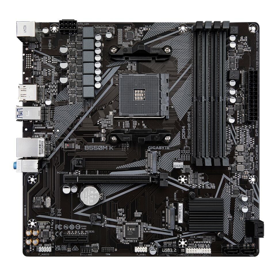 GIGABYTE B550M K DDR4 4733MHz(OC) HDMI M.2 DP mATX