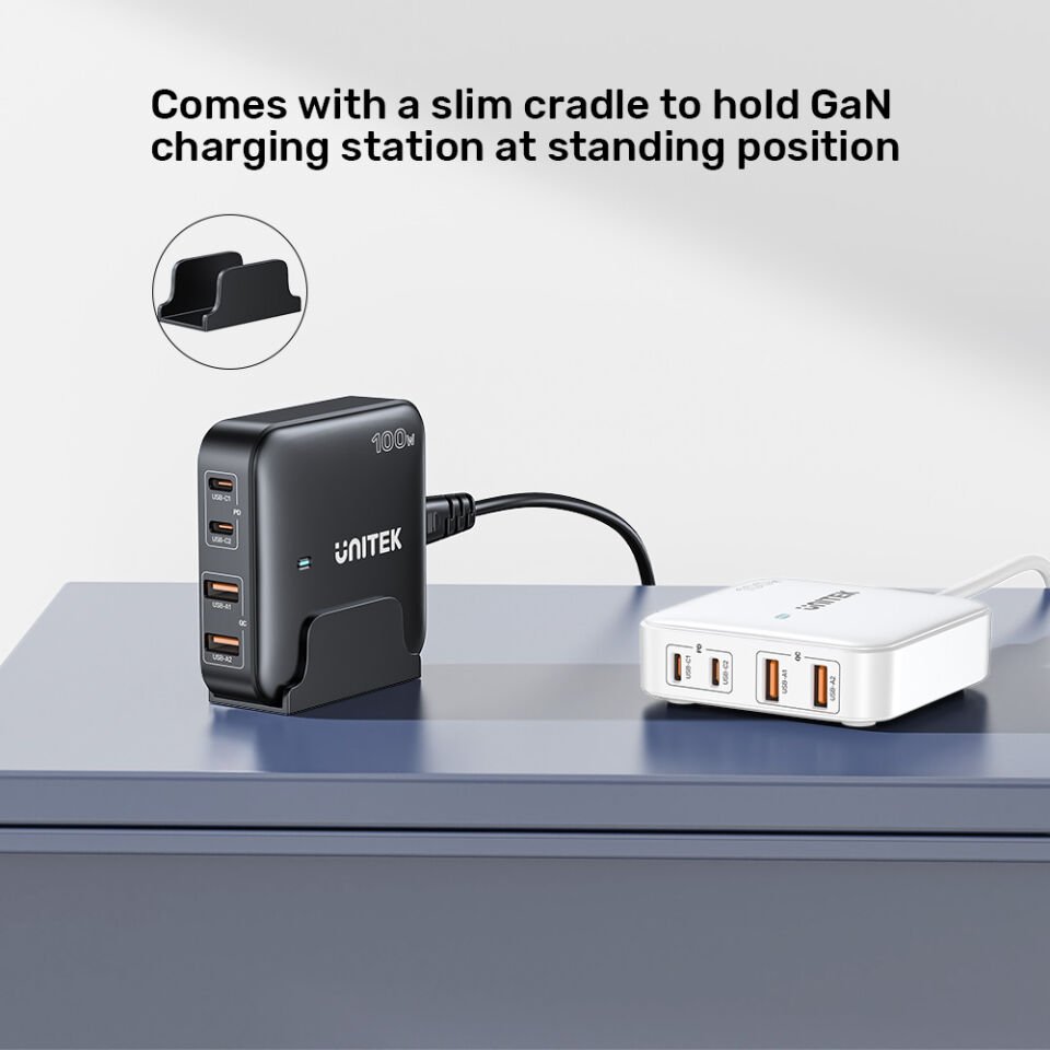 UNITEK 100W MASAÜSTÜ GAN ŞARJ İSTASYONU SİYAH (P1229ABK)