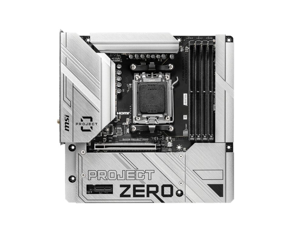 MSI B650M PROJECT ZERO AM5 DDR5 7600MHZ(OC) HDMI DP M.2 USB3.2 2.5G LAN WI-FI 6E mATX