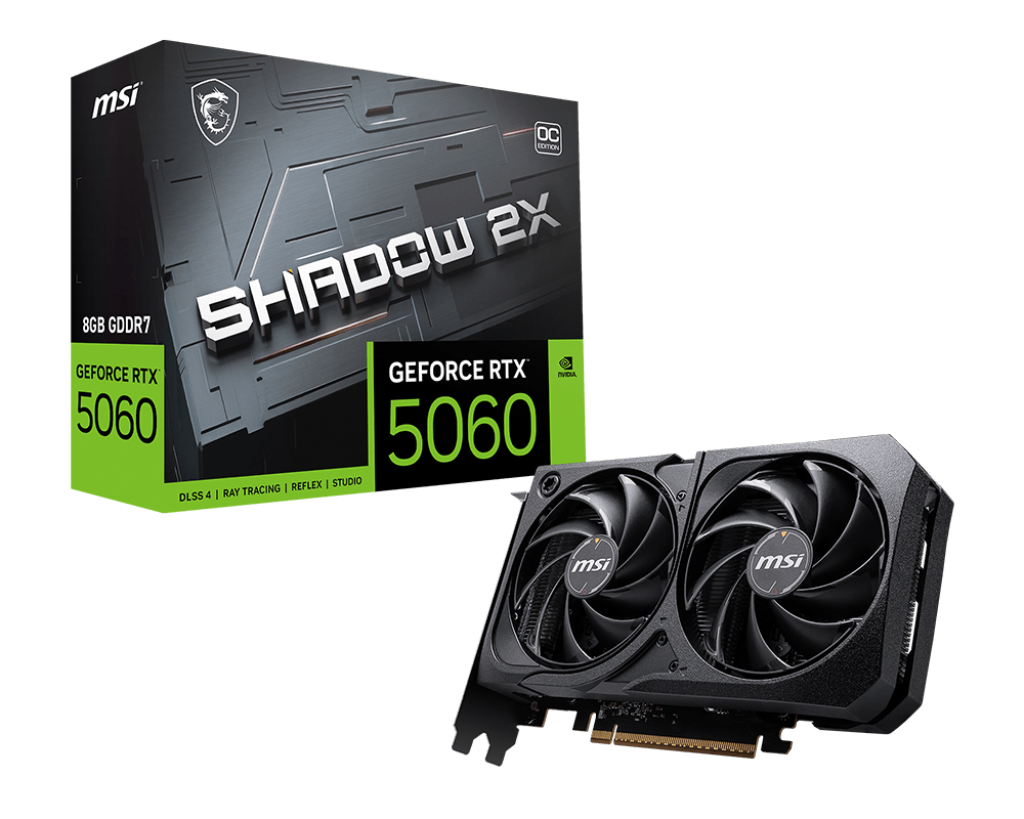 MSI VGA GEFORCE RTX 5060 TI 8G SHADOW 2X OC PLUS RTX5060 TI 8GB GDDR7 128B DX12 PCIE 5.0 X16 (3XDP 1XHDMI)