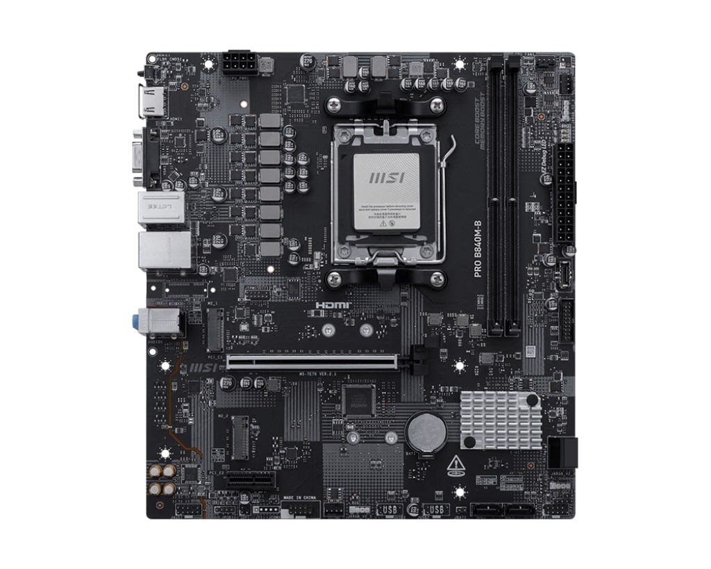 MSI PRO B840M-B AM5 DDR5 8000MHZ(OC) HDMI VGA 2X M.2 USB 5 GBS 2.5G LAN MATX