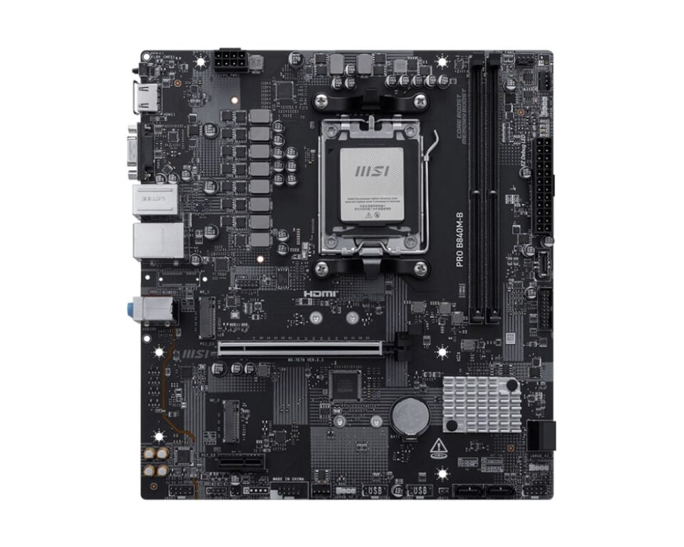 MSI PRO B840M-B AM5 DDR5 8000MHZ(OC) HDMI VGA 2X M.2 USB 5 GBS 2.5G LAN MATX