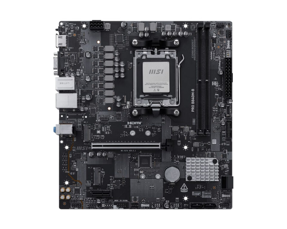 MSI PRO B840M-B AM5 DDR5 8000MHZ(OC) HDMI VGA 2X M.2 USB 5 GBS 2.5G LAN MATX