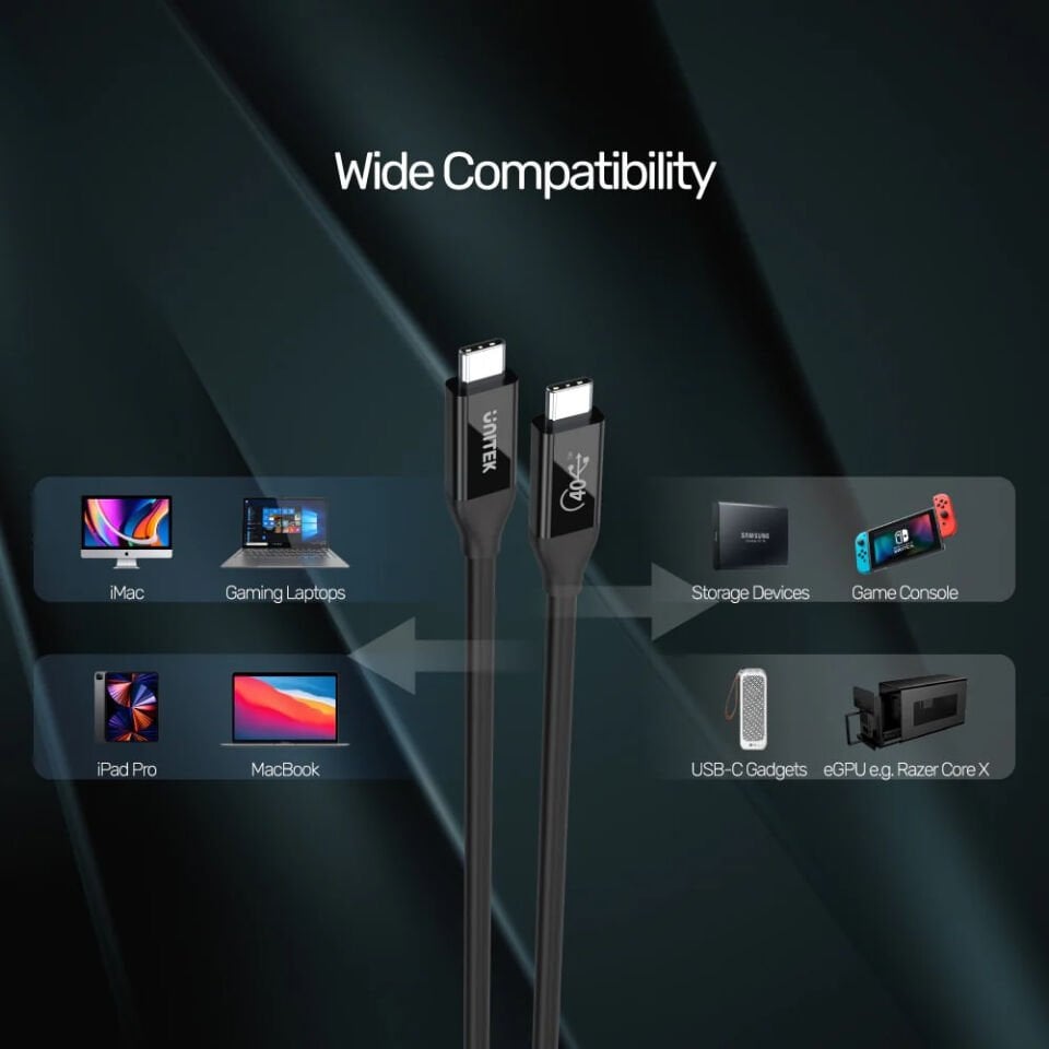 UNITEK USB4 THUNDERBOLT KABLO 0.8MT(C14100BK-0.8M)