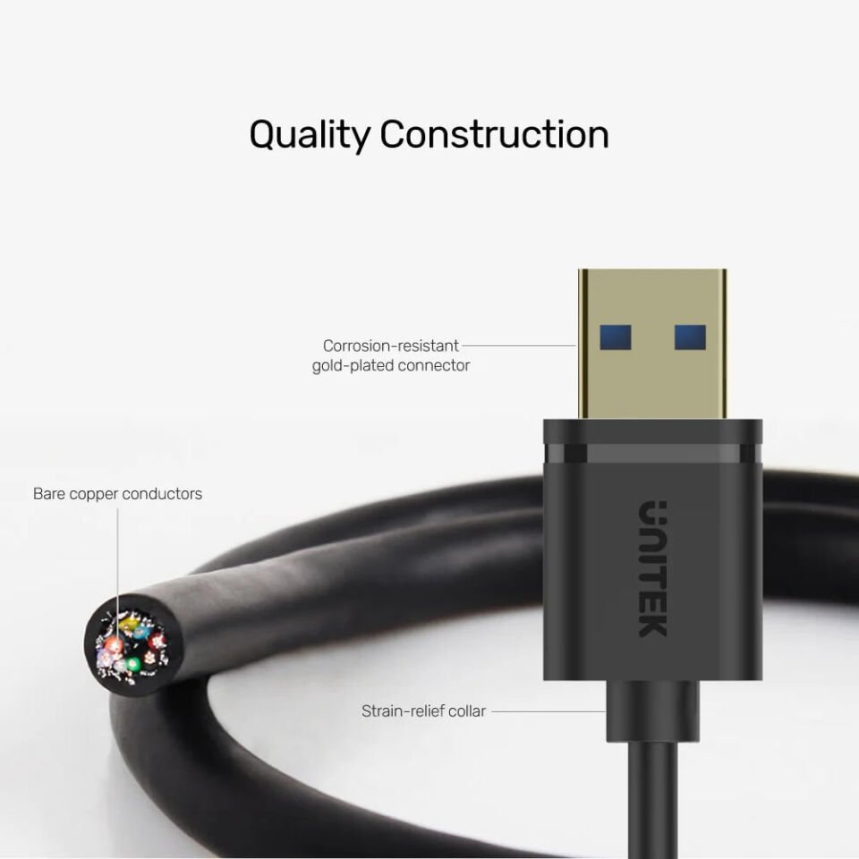 UNITEK USB3.0(M) TO USB3.0(F) KABLO 2MT(Y-C459GBK)