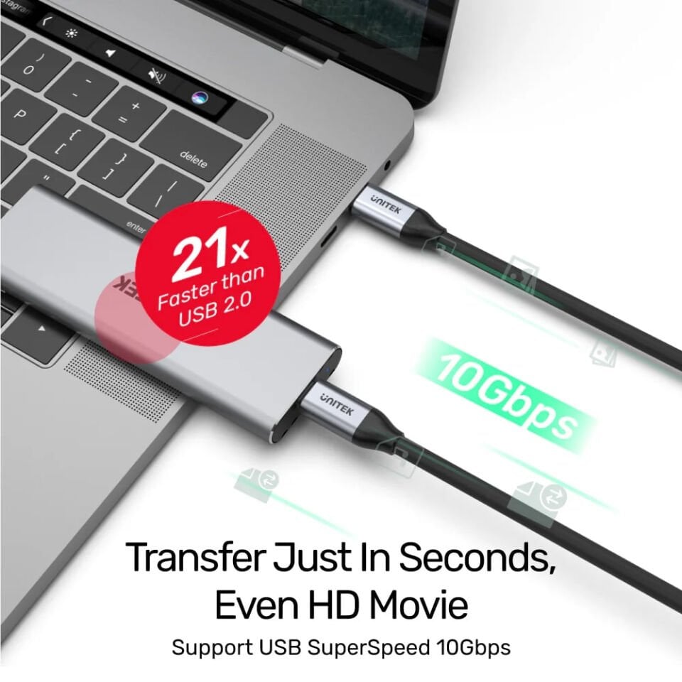 UNITEK USB-C 3.2 KABLO 1MT 10GBPS 4K (C14082ABK)