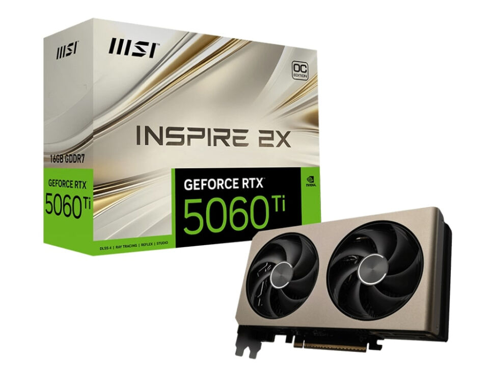 MSI GEFORCE RTX 5060 TI 16G INSPIRE 2X OC 16GB GDDR7 128BIT DX12 GAMING