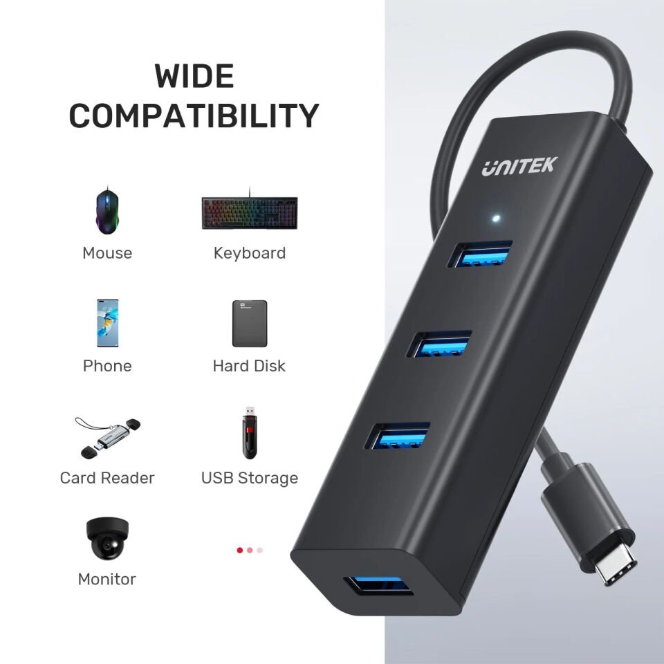 UNITEK TYPE-C TO 4 PORT USB 3.0 + TYPE-C (Y-3089Z)