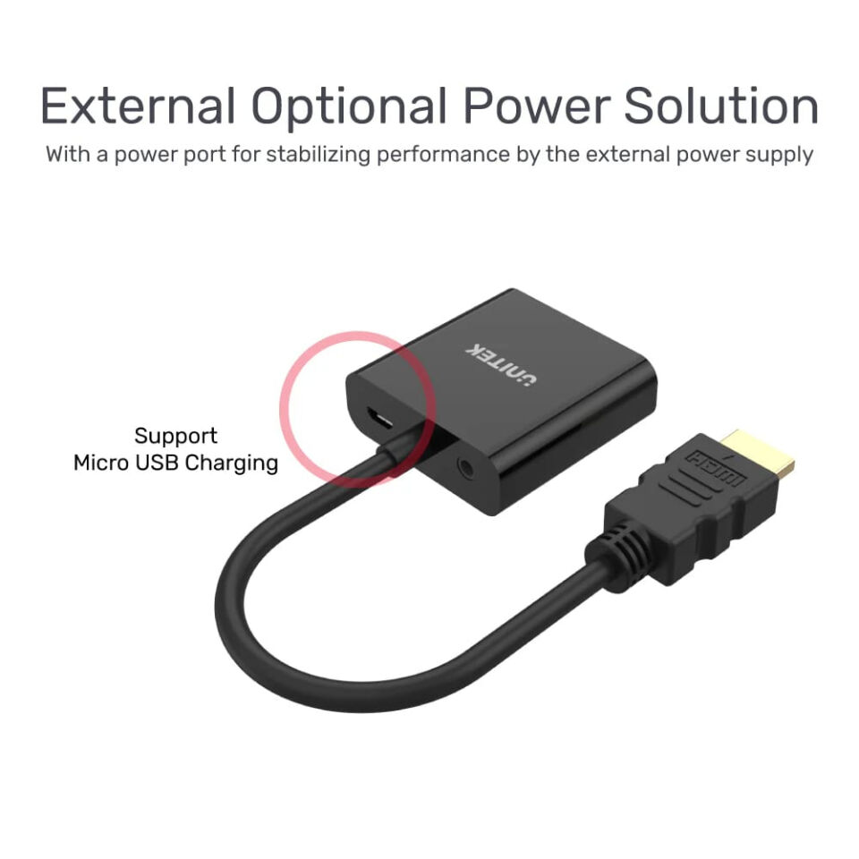 UNITEK HDMI TO VGA SES DESTEKLİ 1080P (Y-6333)