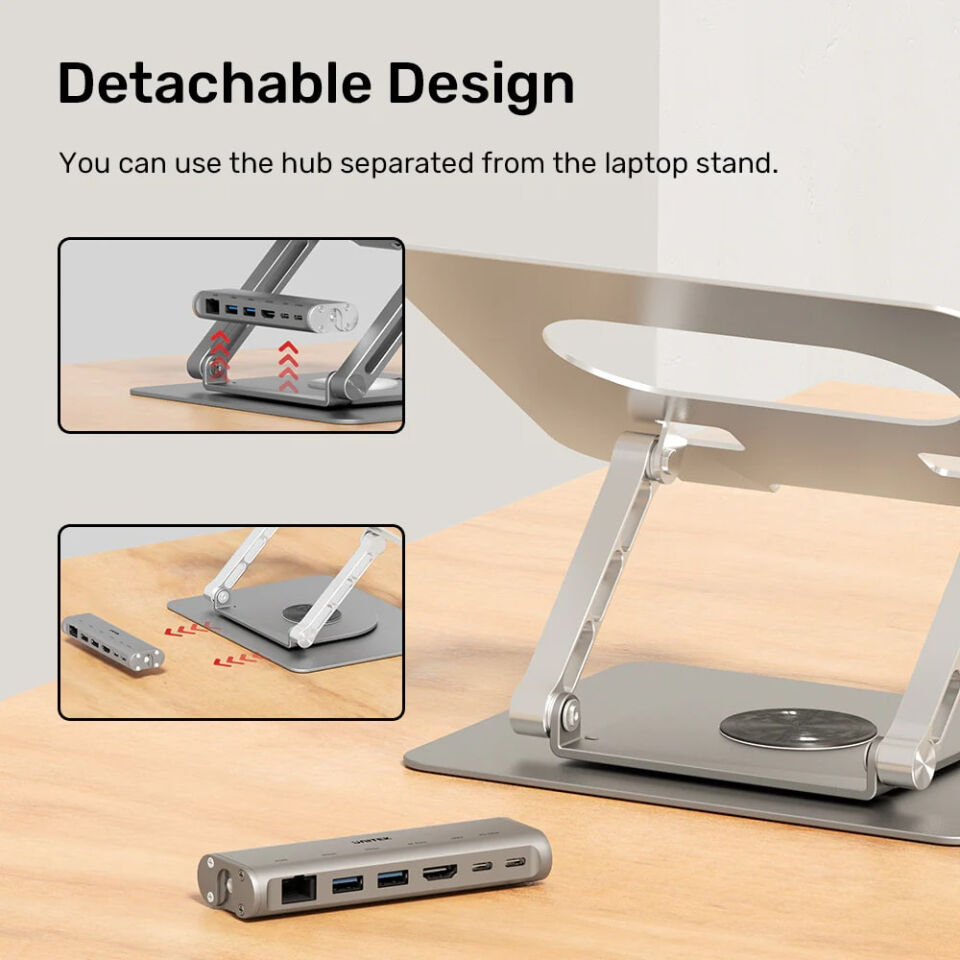 UNITEK 360D METAL 15.6” NOTEBOOK STAND 5in1 VE DOCKING STATION  (D1109B)
