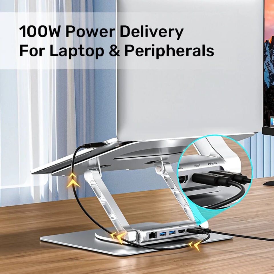 UNITEK 360D METAL 15.6” NOTEBOOK STAND 5in1 VE DOCKING STATION  (D1109B)