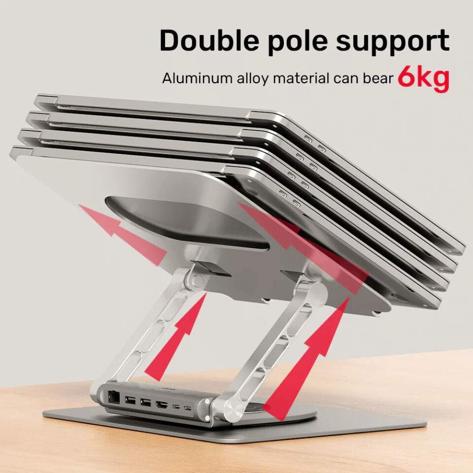UNITEK 360D METAL 15.6” NOTEBOOK STAND 5in1 VE DOCKING STATION  (D1109B)