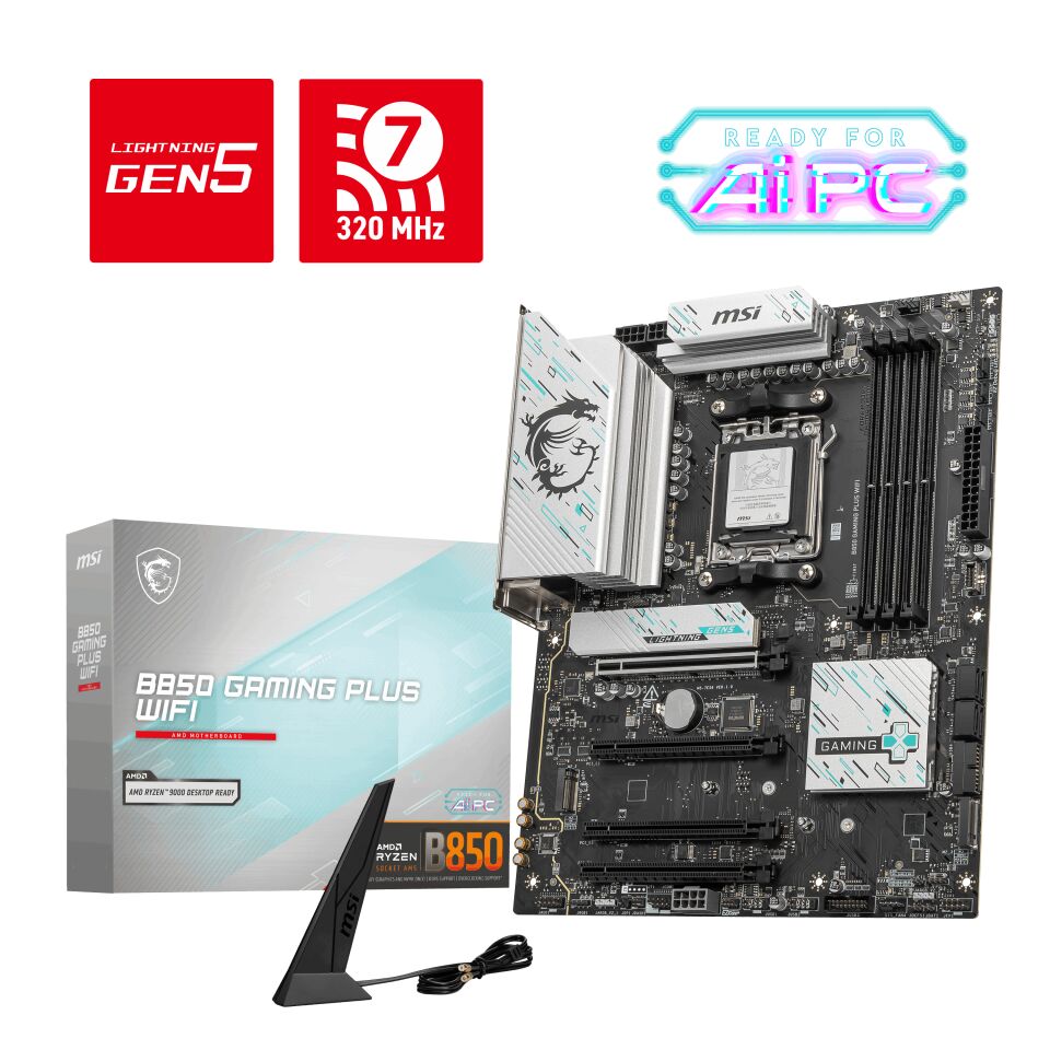 MSI B850 GAMING PLUS WIFI AM5 DDR5 8200MHZ(OC) DP 3x M.2 USB 10Gbs 5G LAN WI-FI 7 ATX