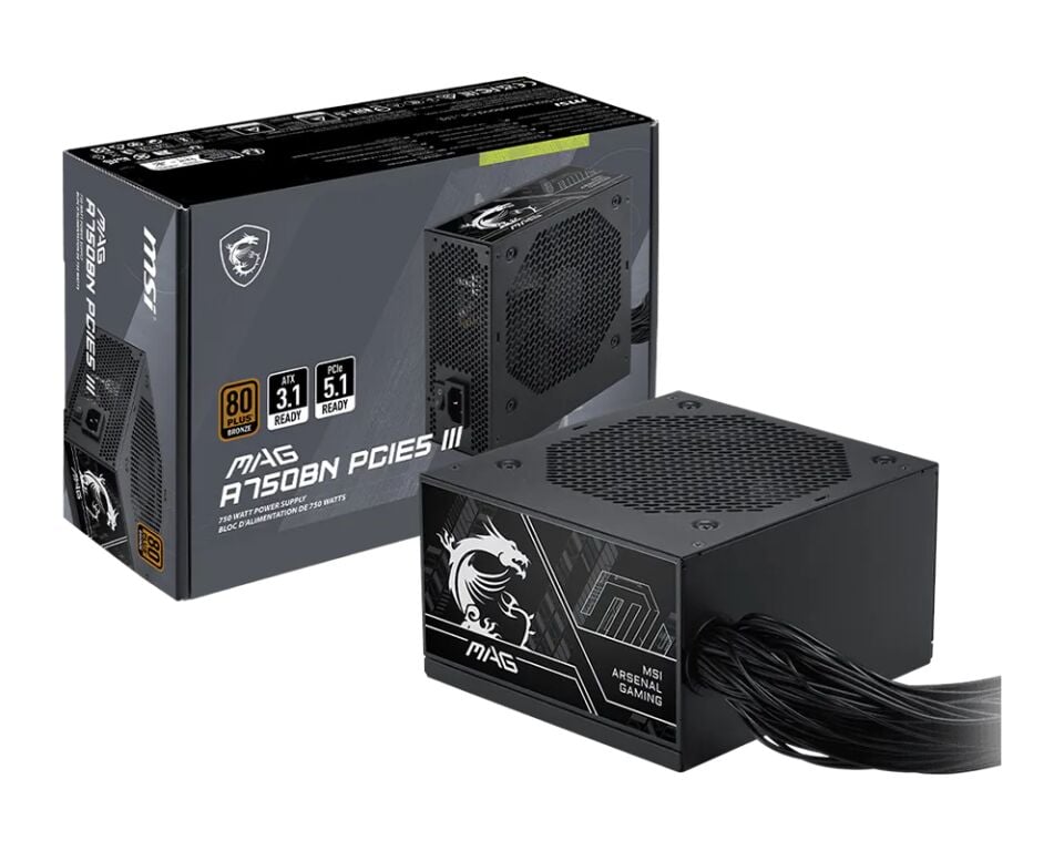 MSI MAG A750BN PCIE5 III 750W 80+ BRONZE  ATX 3.1 PCIe 5.1 POWER SUPPLY