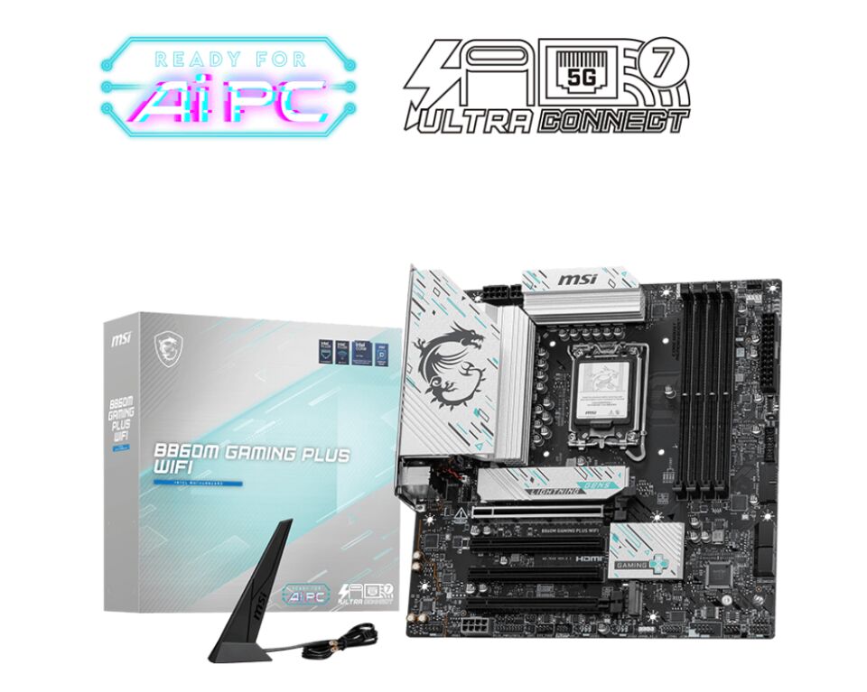 MSI B860M GAMING PLUS WIFI SOKET 1851 DDR5 8600MHZ(OC) 3xM.2 1x TB4 HDMI DISPLAY 5G LAN WIFI 7 mATX