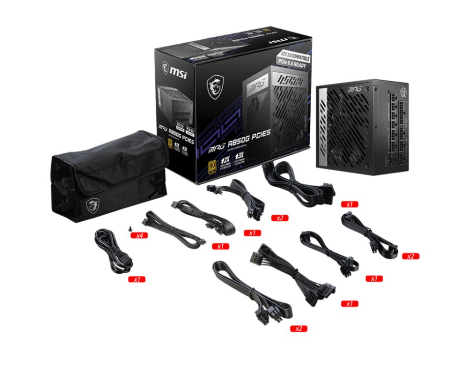 MSI MPG A850G PCIE5 850W 80+ GOLD POWER SUPPLY