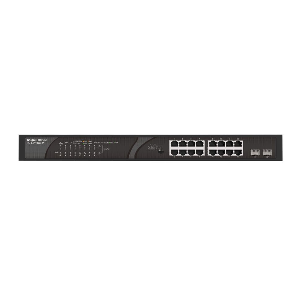 RUİJİE-REYEE RG-ES118GS-P 16XGE 2XGE/SFP F.GİGABİT 247W POE SWİTCH