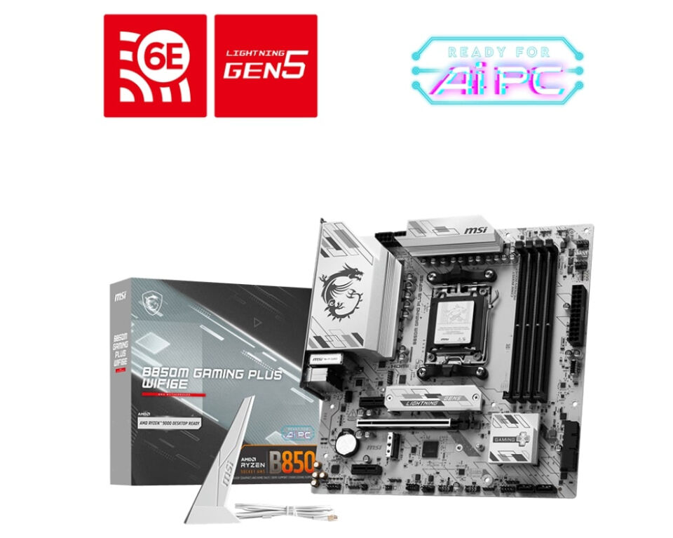 MSI B850M GAMING PLUS WIFI6E DDR5 AM5 8200MHZ(OC) HDMI DP 2X M.2 USB 10GBS 2.5G LAN WI-FI 6E MATX