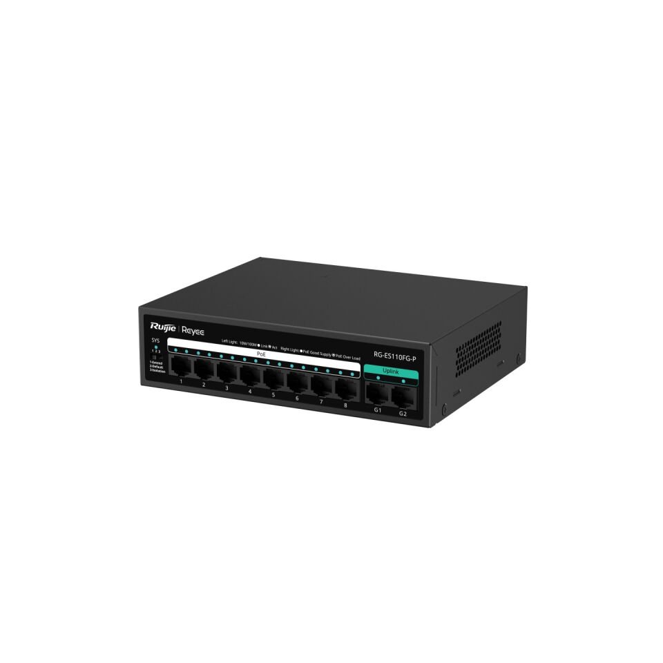 RUİJİE-REYEE RG-ES110FG-P 8XFE+2XGE F.GİGABİT 110W POE SWİTCH