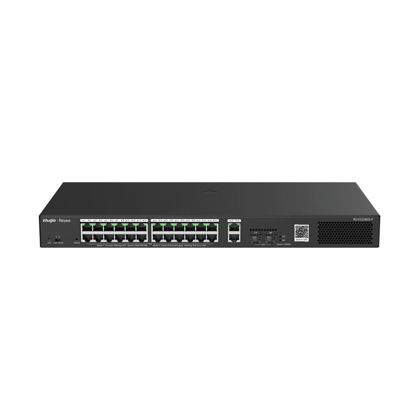 RUİJİE-REYEE RG-ES228GS-P 24XGE-2XGE/SFP 370W POE SWİTCH