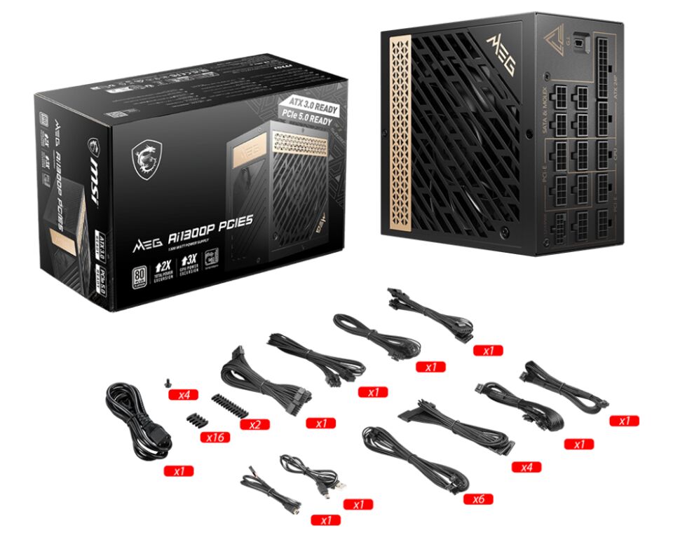 MSI MEG AI1300P PCIE5 1300W 80+ PLATINUM PSU