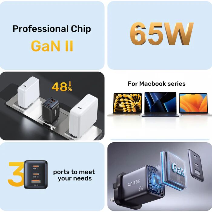 UNITEK 65W MAX GAN SARJ ISTASYONU (P1130ABK01-EU)