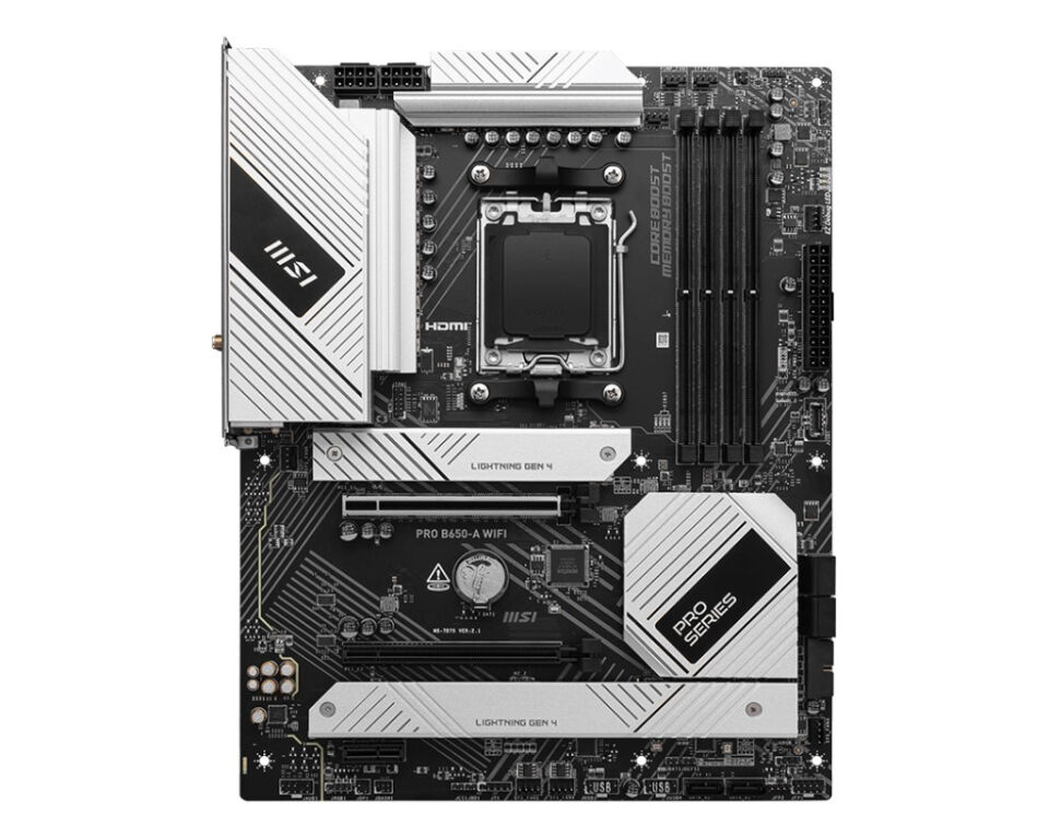 MSI PRO B650-A WIFI AM5 DDR5 7600MHZ(OC) HDMI DP 3x M.2 USB 20 Gbps 2.5G LAN WI-FI 6E ATX