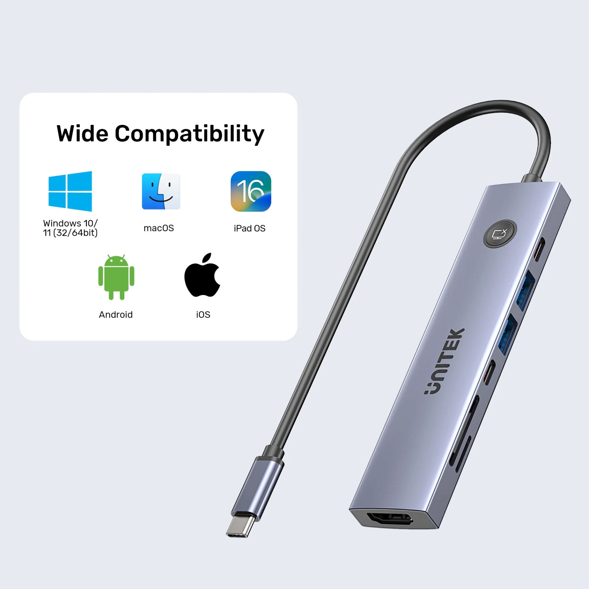UNITEK UHUB S7 PRO 7-IN-1 5GBPS USB-C HUB (H1124AGY01)