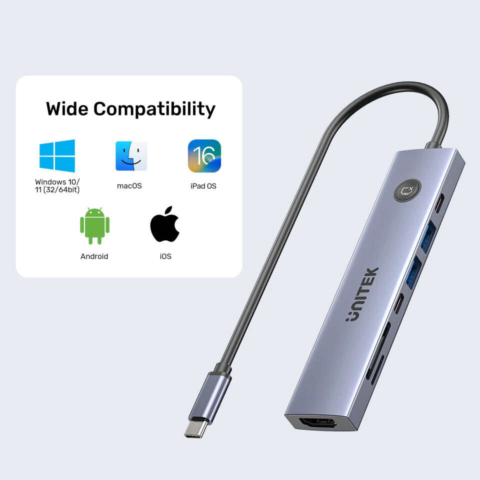 UNITEK UHUB S7 PRO 7-IN-1 5GBPS USB-C HUB (H1124AGY01)