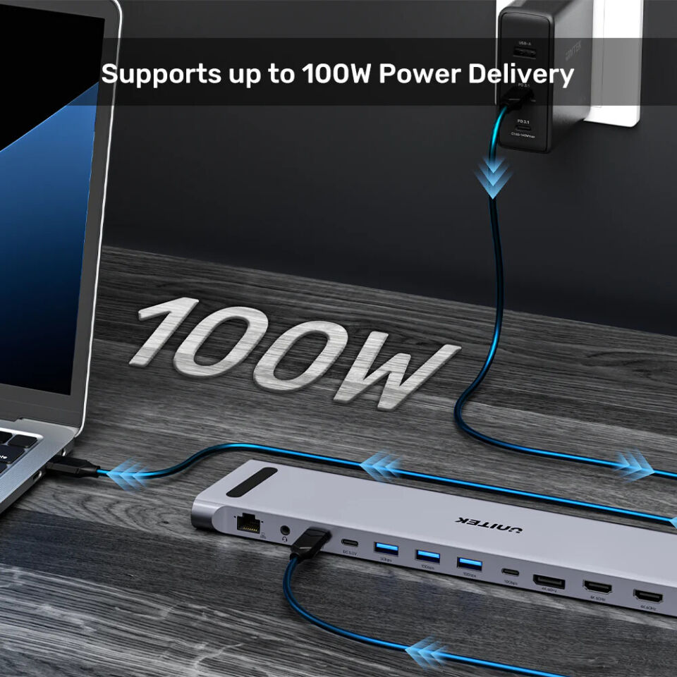 UNITEK UHUB15+ USB-C 4K BAGLANTI ISTASYONU (D1106AGY01)